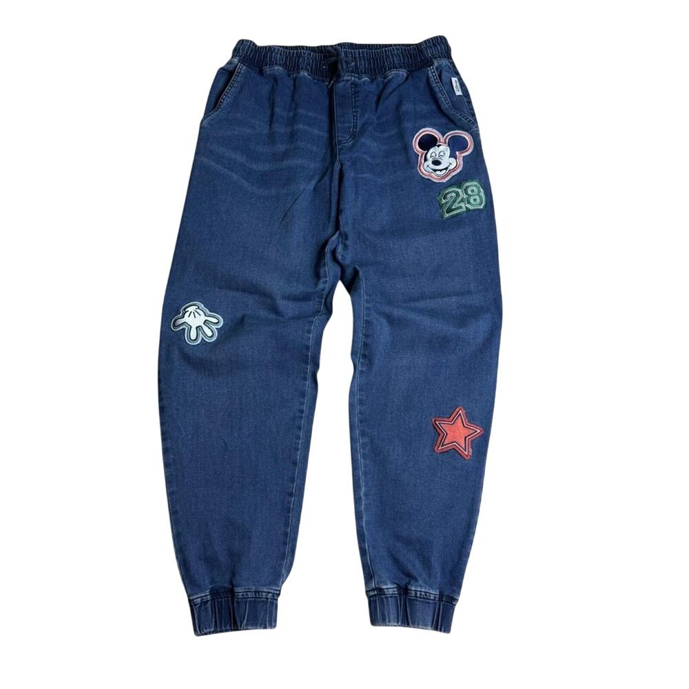 Disney Parks Her Universe Mickey Patch Denim Joggers Size Large
